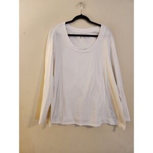 Syle & Co. Women's Sz 3X 100% Cotton Embellished Neck White Knit Long Sleeve Top